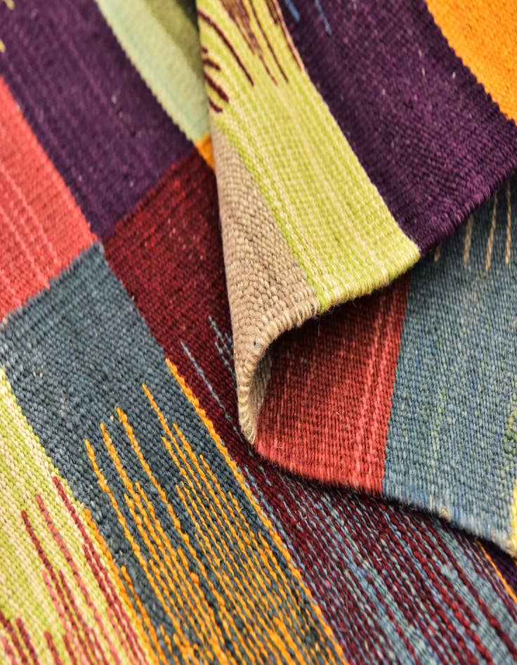 Detail image of  2' 6 x 7' 9  Hand Woven Kilim Modern Wool Runner Rug