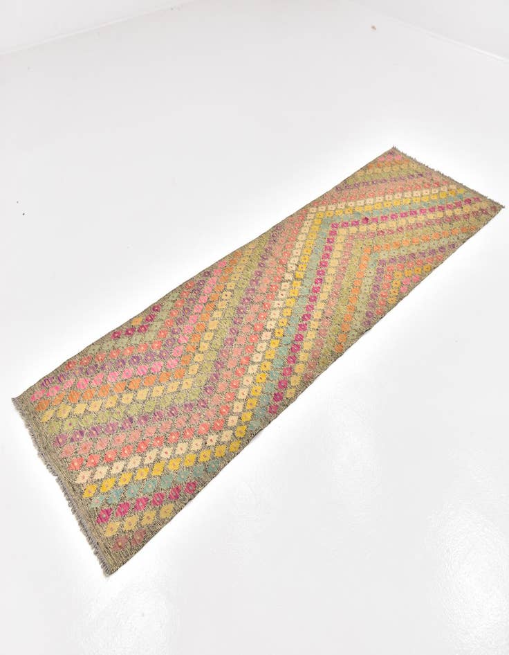 Detail image of  3' x 9' 10  Hand Woven Kilim Modern Wool Runner Rug