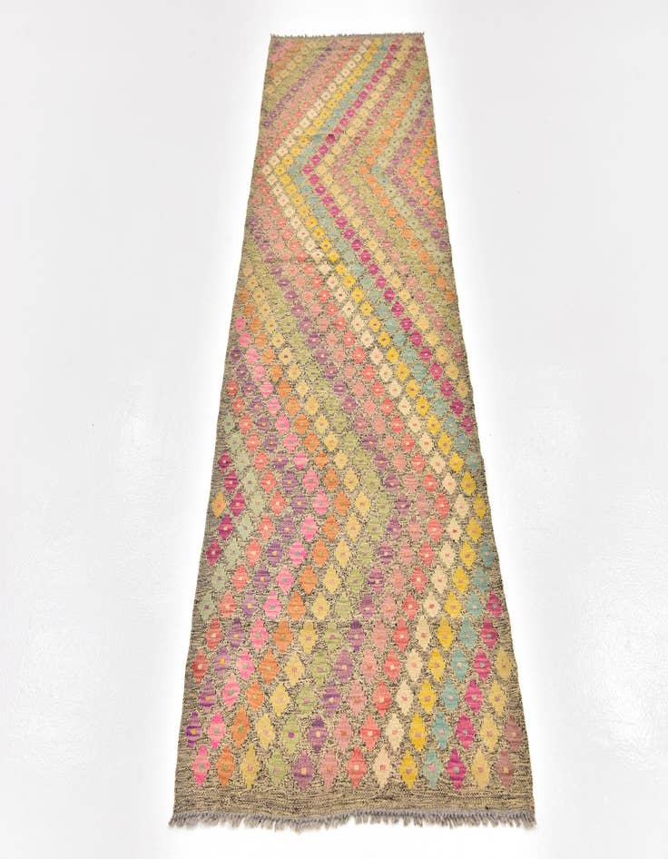 Detail image of  3' x 9' 10  Hand Woven Kilim Modern Wool Runner Rug