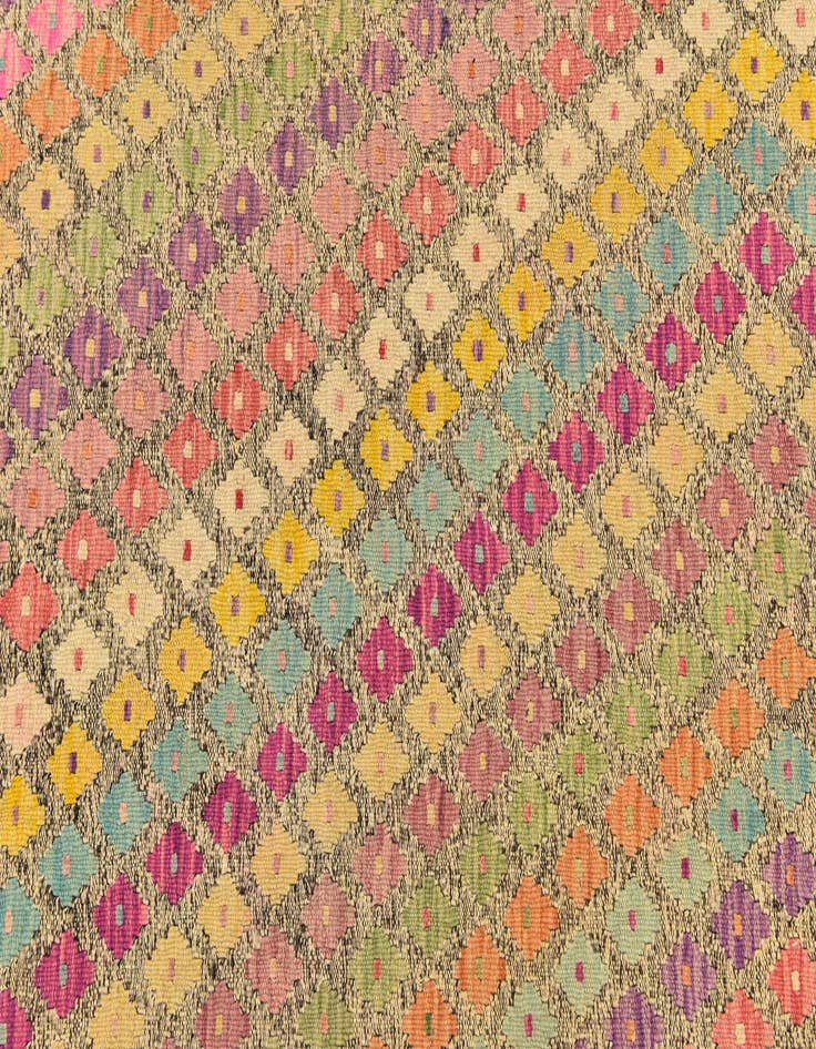 Detail image of  3' x 9' 10  Hand Woven Kilim Modern Wool Runner Rug