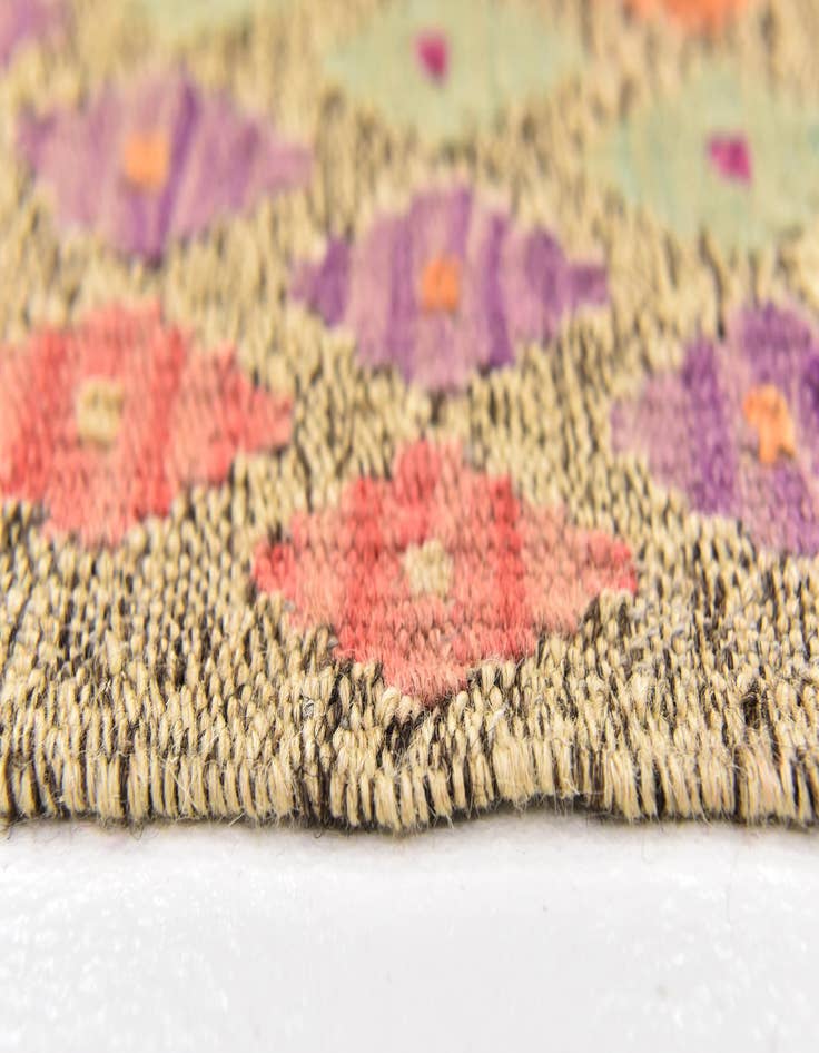 Detail image of  3' x 9' 10  Hand Woven Kilim Modern Wool Runner Rug
