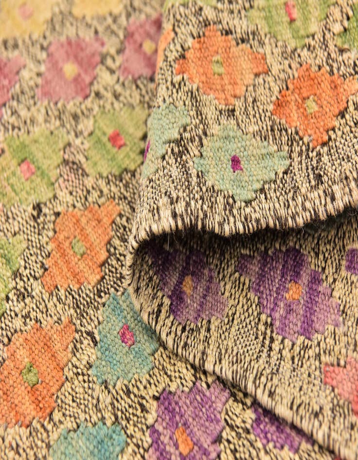 Detail image of  3' x 9' 10  Hand Woven Kilim Modern Wool Runner Rug