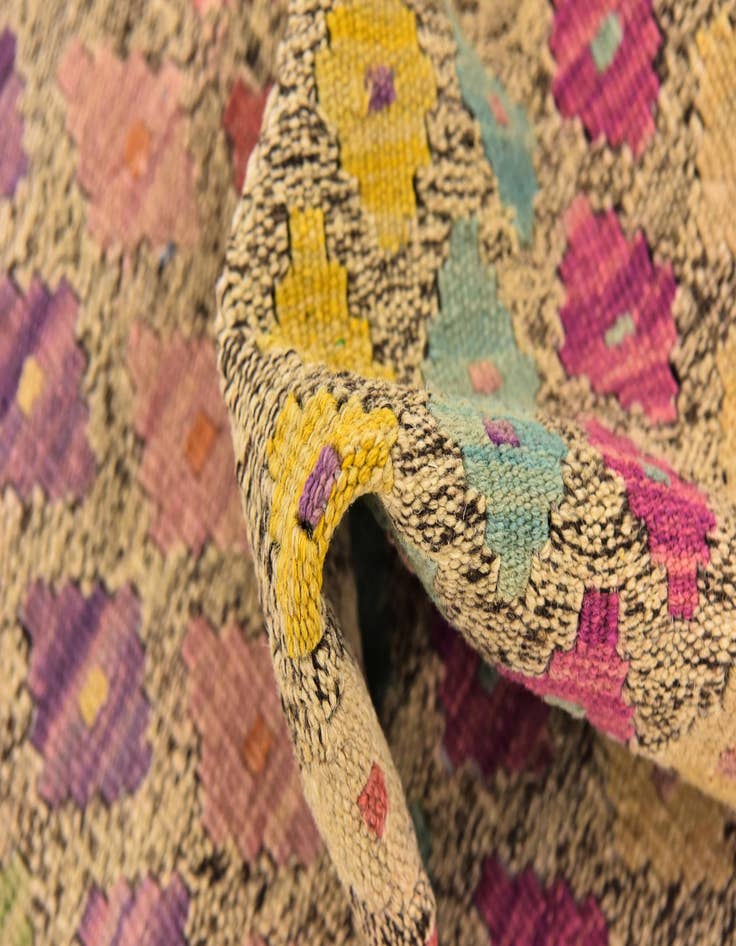 Detail image of  3' x 9' 10  Hand Woven Kilim Modern Wool Runner Rug