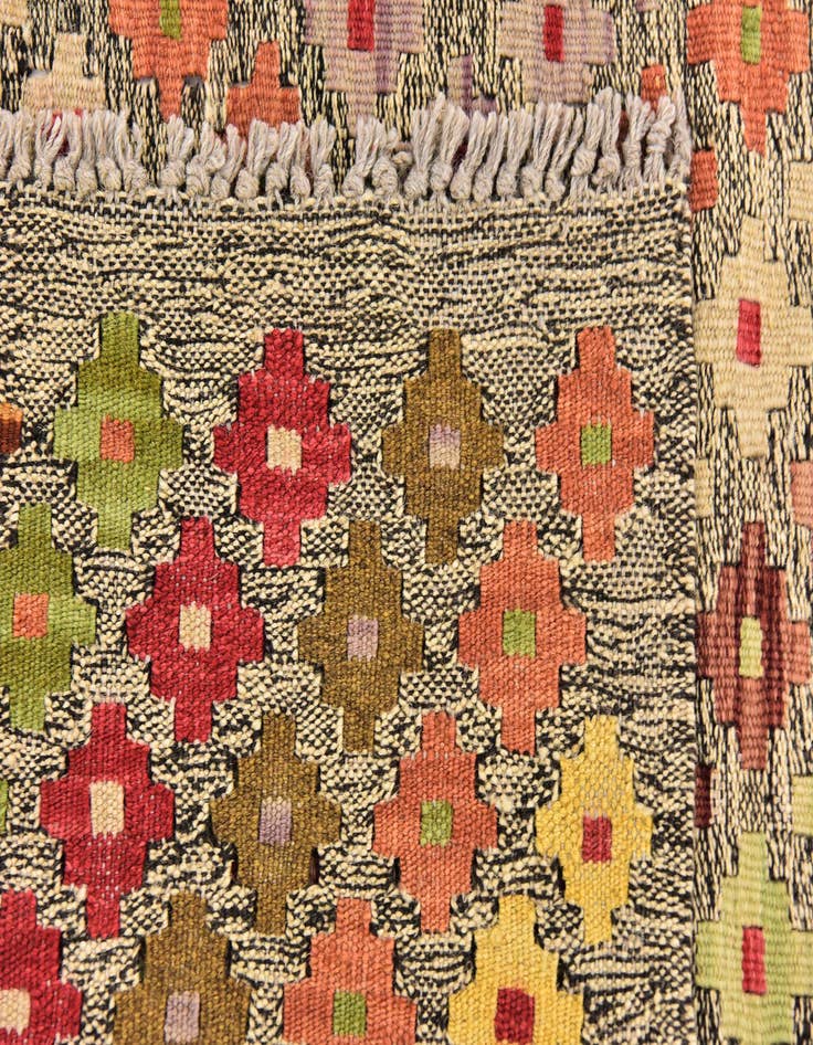 Detail image of  3' x 9' 8  Hand Woven Kilim Modern Wool Runner Rug