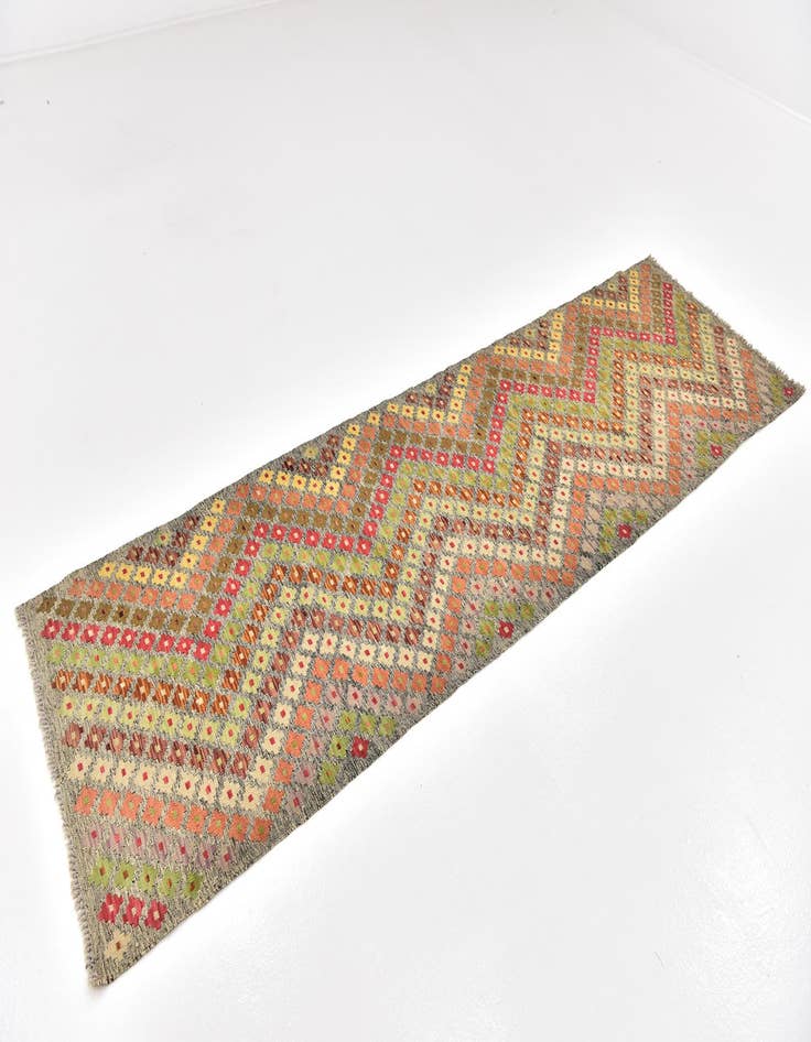 Detail image of  3' x 9' 8  Hand Woven Kilim Modern Wool Runner Rug