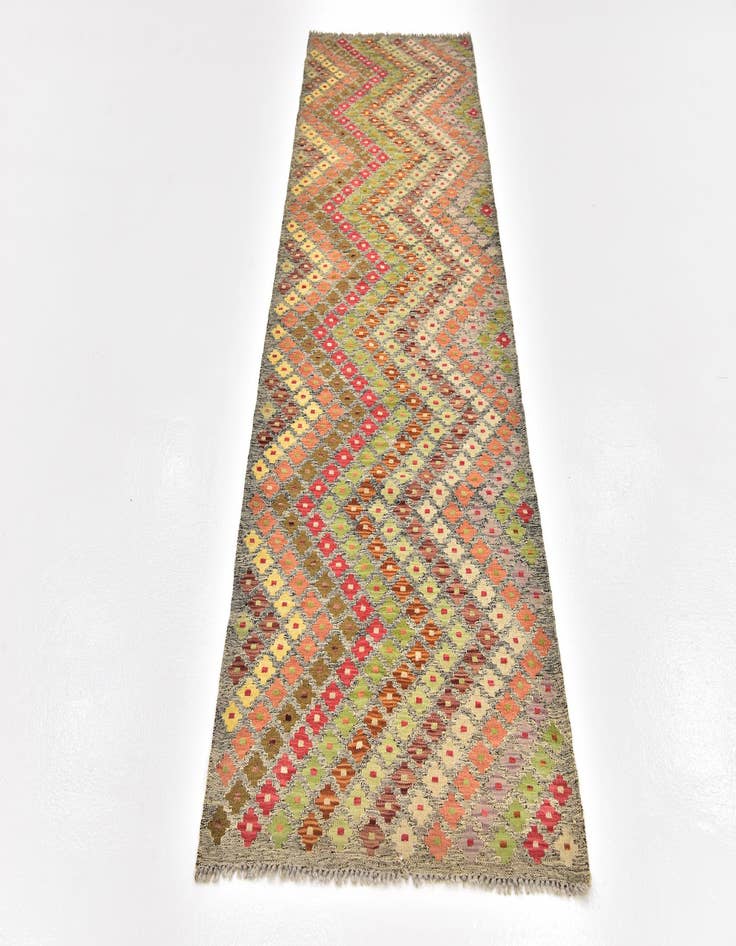 Detail image of  3' x 9' 8  Hand Woven Kilim Modern Wool Runner Rug