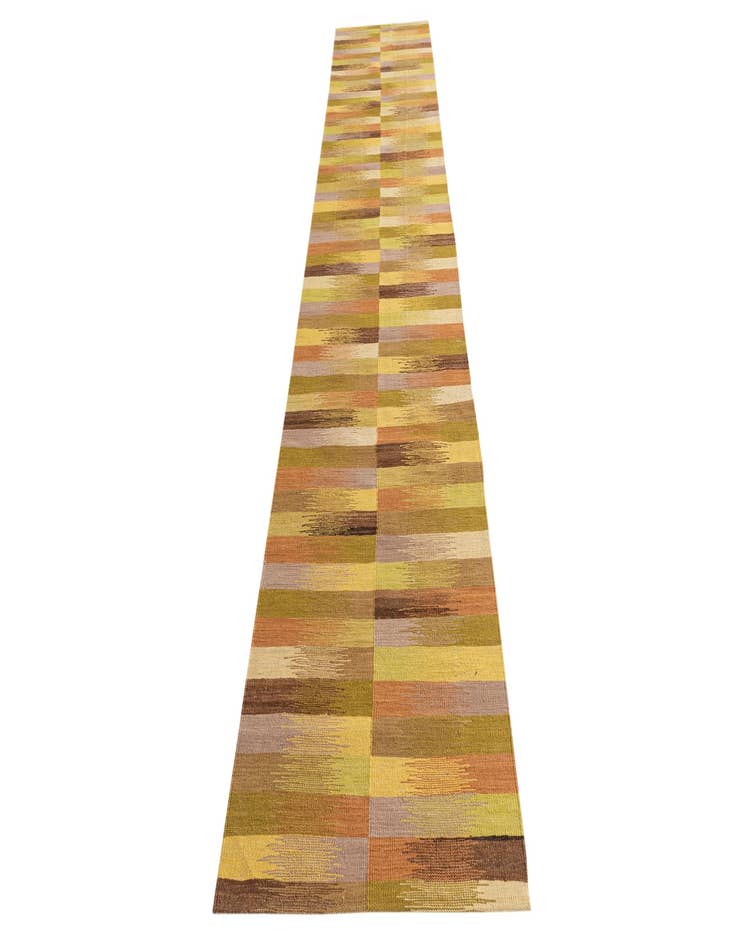 Detail image of  2' 6 x 12' 6  Hand Woven Kilim Modern Wool Runner Rug