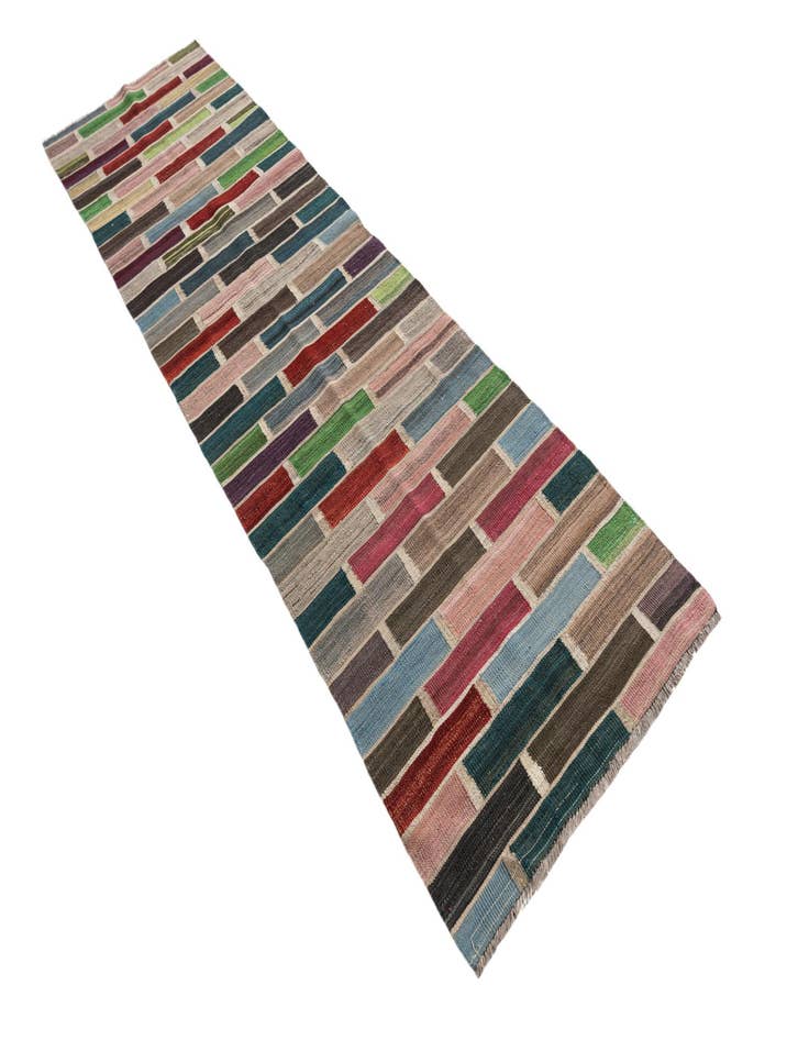 Detail image of  2' 6 x 9' 7  Hand Woven Kilim Modern Wool Runner Rug