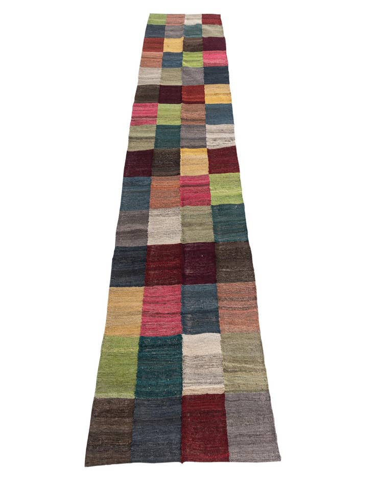 Detail image of  2' 9 x 9' 8  Hand Woven Kilim Modern Wool Runner Rug