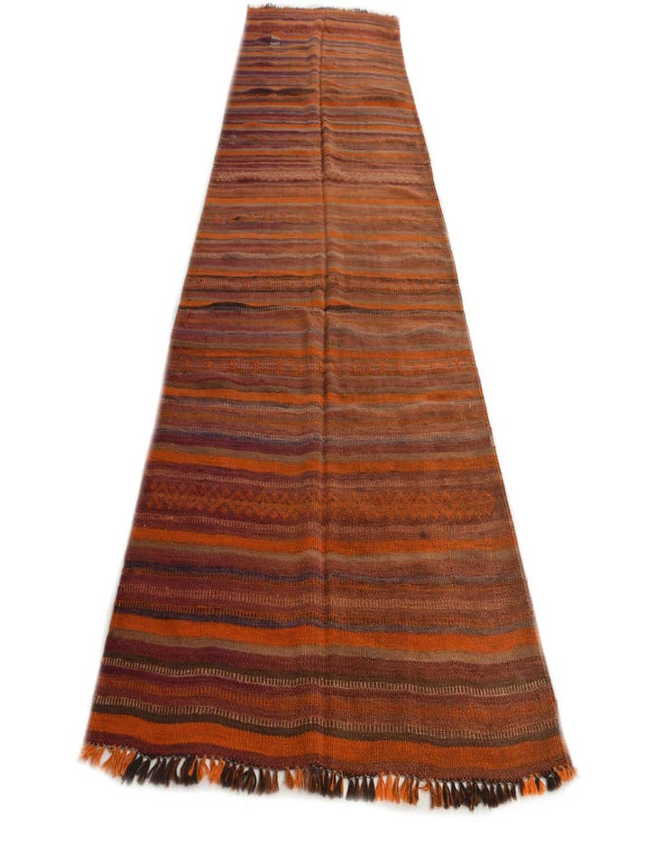 Detail image of  3' 9 x 11'  Hand Woven Kilim Modern Wool Runner Rug