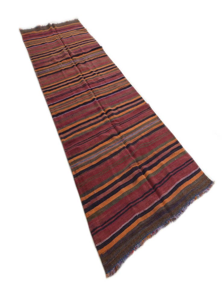 Detail image of  3' 10 x 11'  Hand Woven Kilim Modern Wool Runner Rug