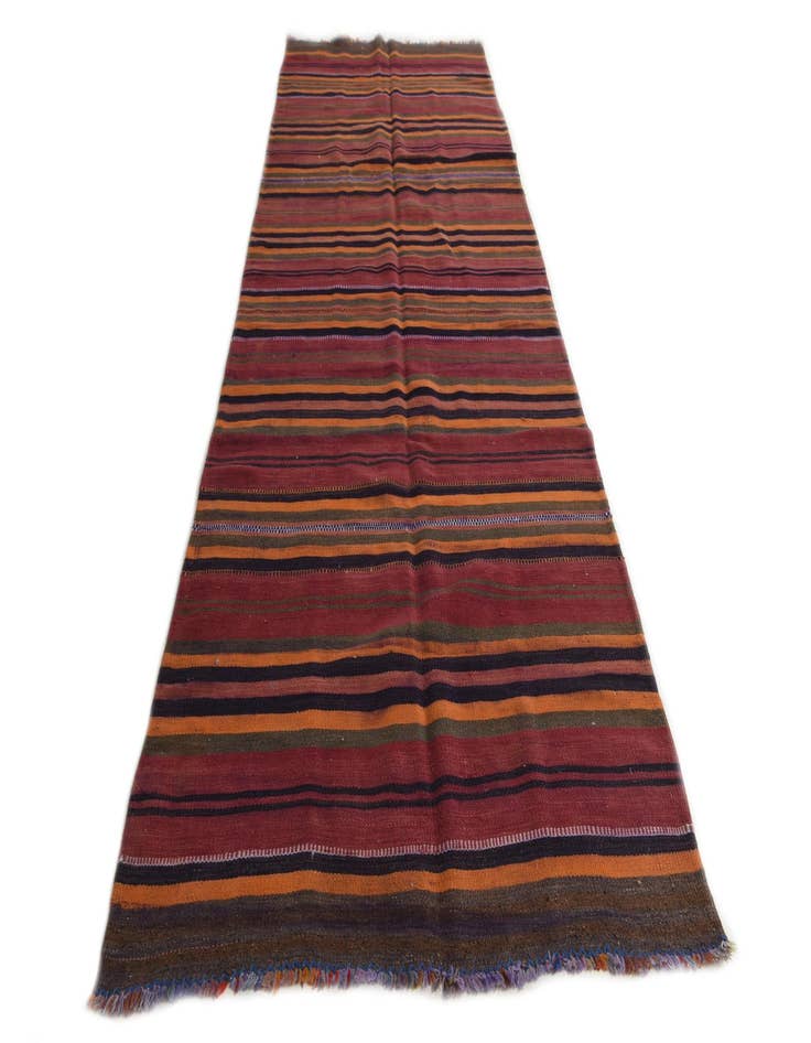 Detail image of  3' 10 x 11'  Hand Woven Kilim Modern Wool Runner Rug