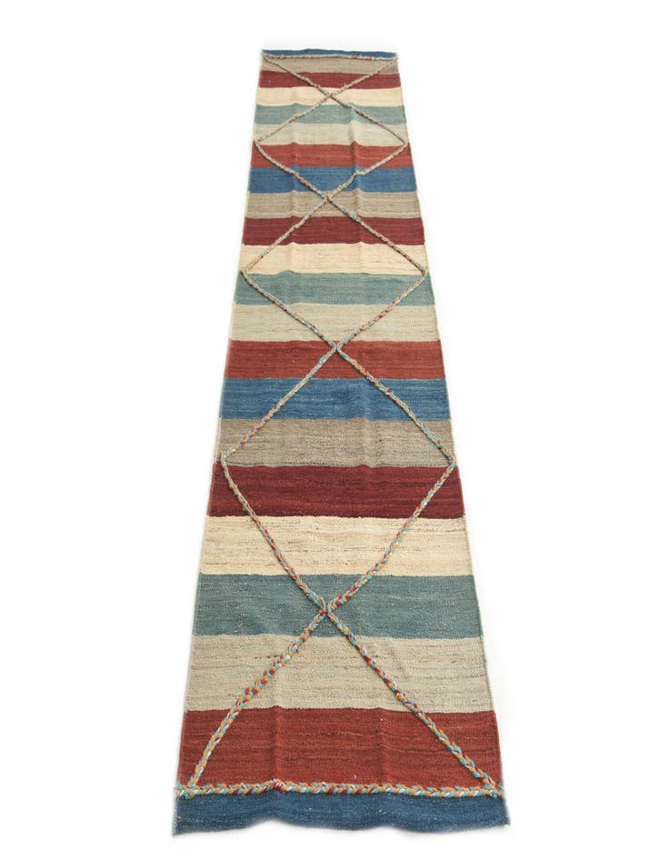 Detail image of  2' 7 x 9' 7  Hand Woven Kilim Modern Wool Runner Rug