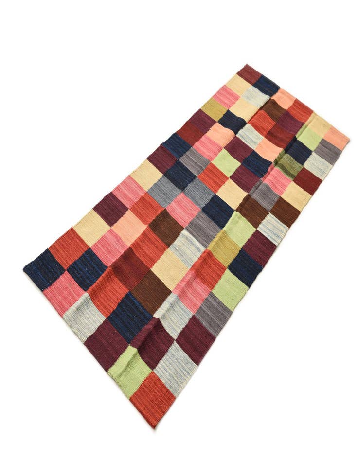 Detail image of  2' 8 x 6' 7  Hand Woven Kilim Modern Wool Runner Rug