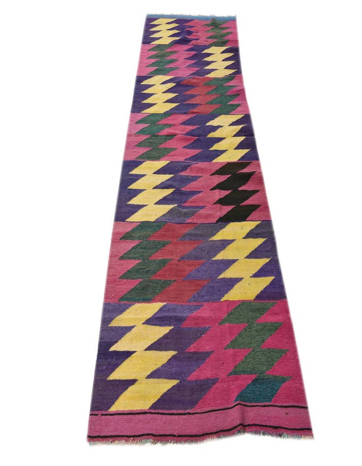 Detail image of  3' 10 x 11' 2  Hand Woven Kilim Modern Wool Runner Rug