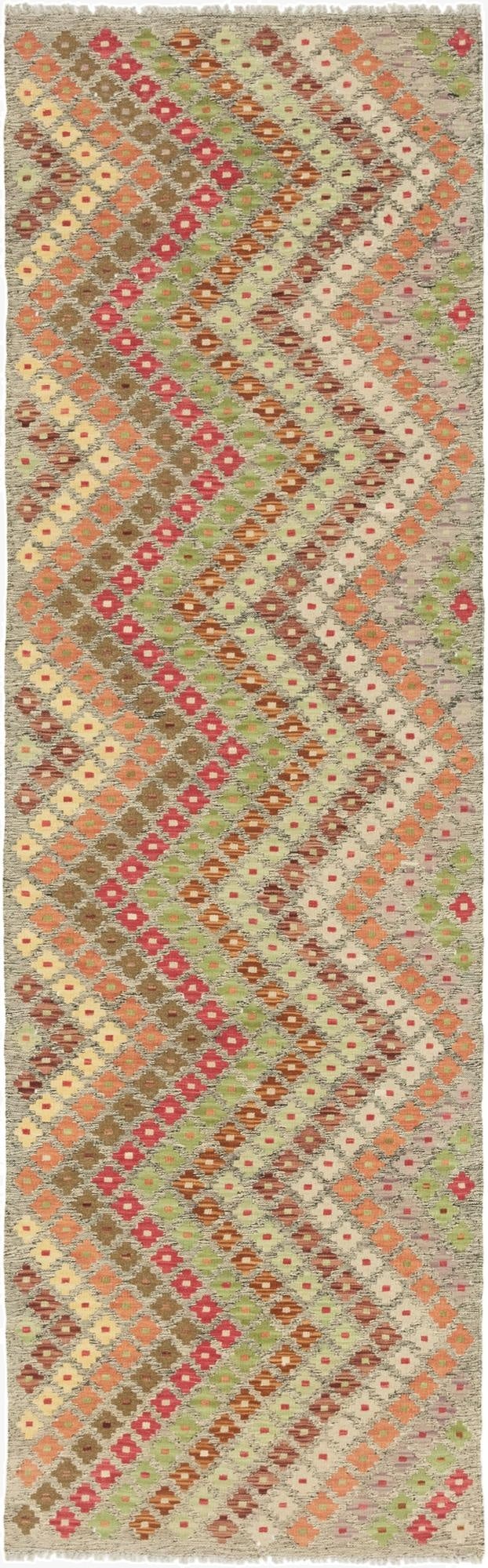  3' x 9' 8  Hand Woven Kilim Modern Wool Runner Rug