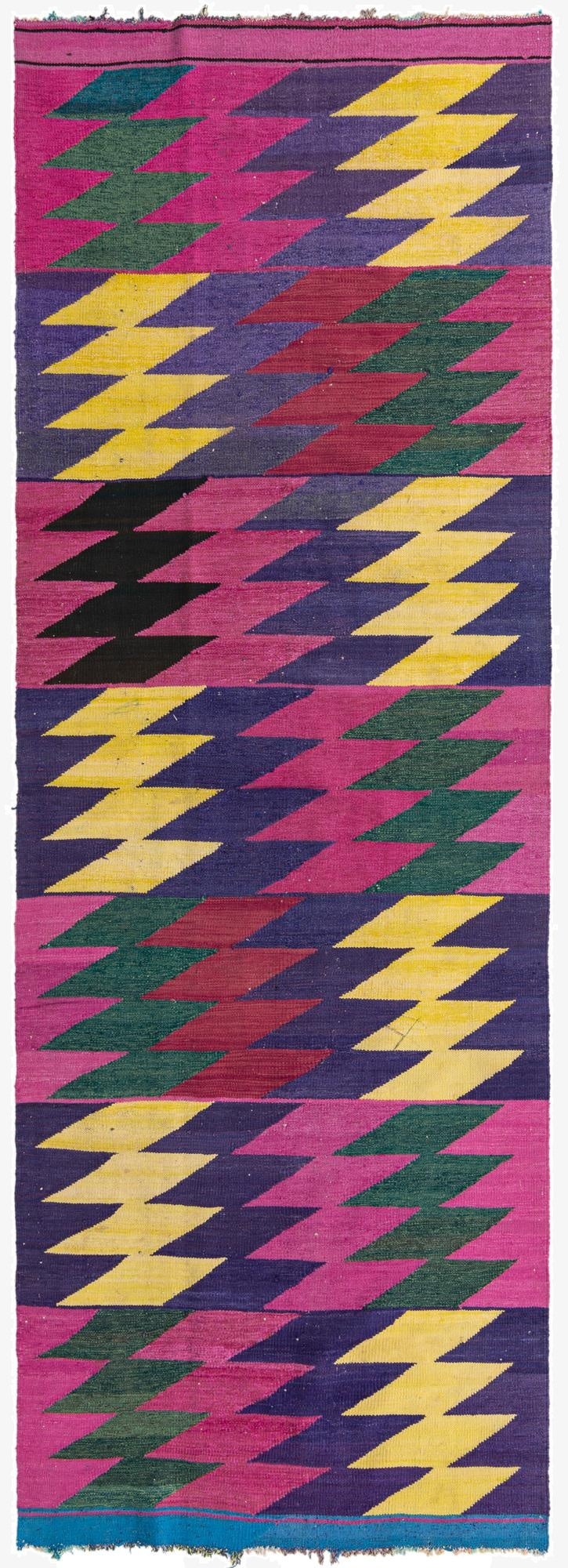  3' 10 x 11' 2  Hand Woven Kilim Modern Wool Runner Rug