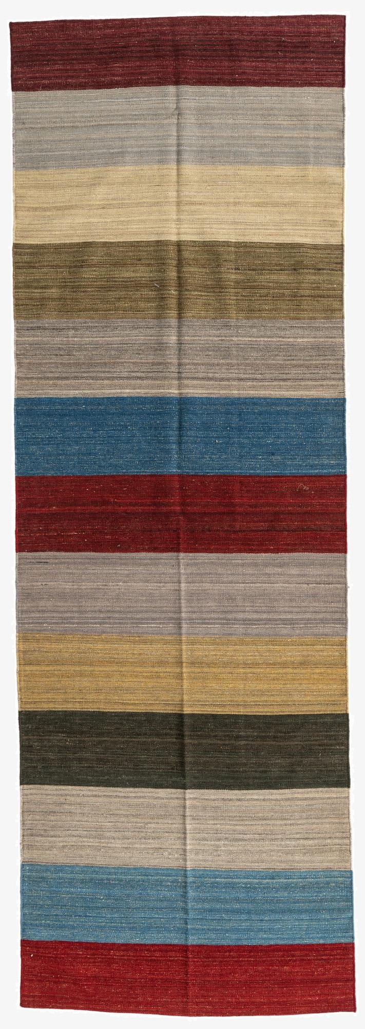  3' 8 x 11'  Hand Woven Kilim Modern Wool Runner Rug