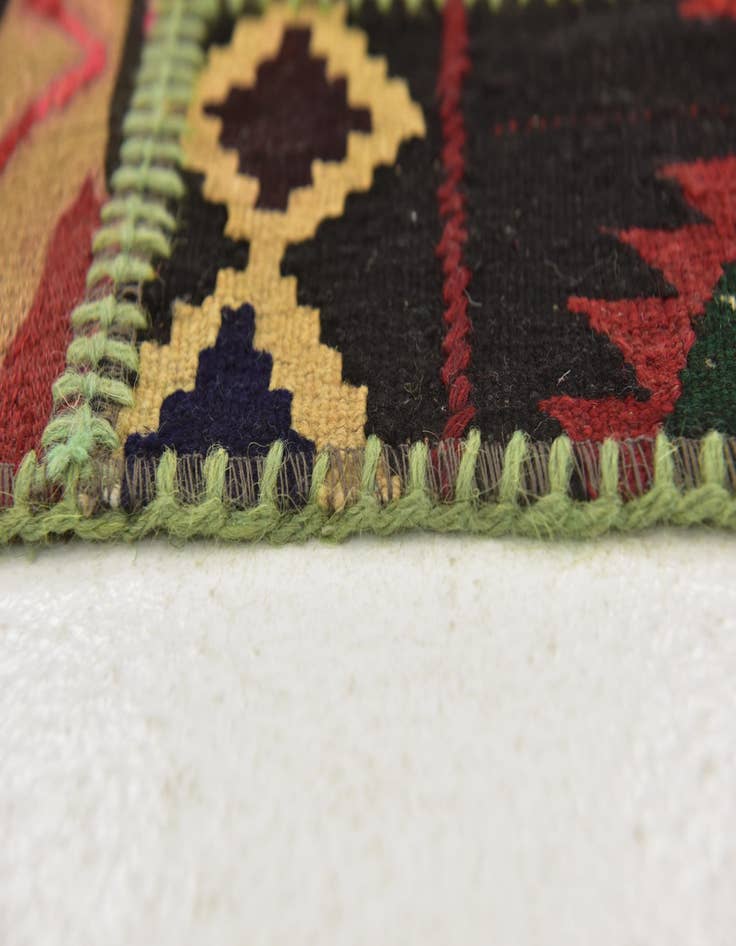 Detail image of  2' 10 x 8' 6  Hand Woven Kilim Patchwork Wool Runner Rug