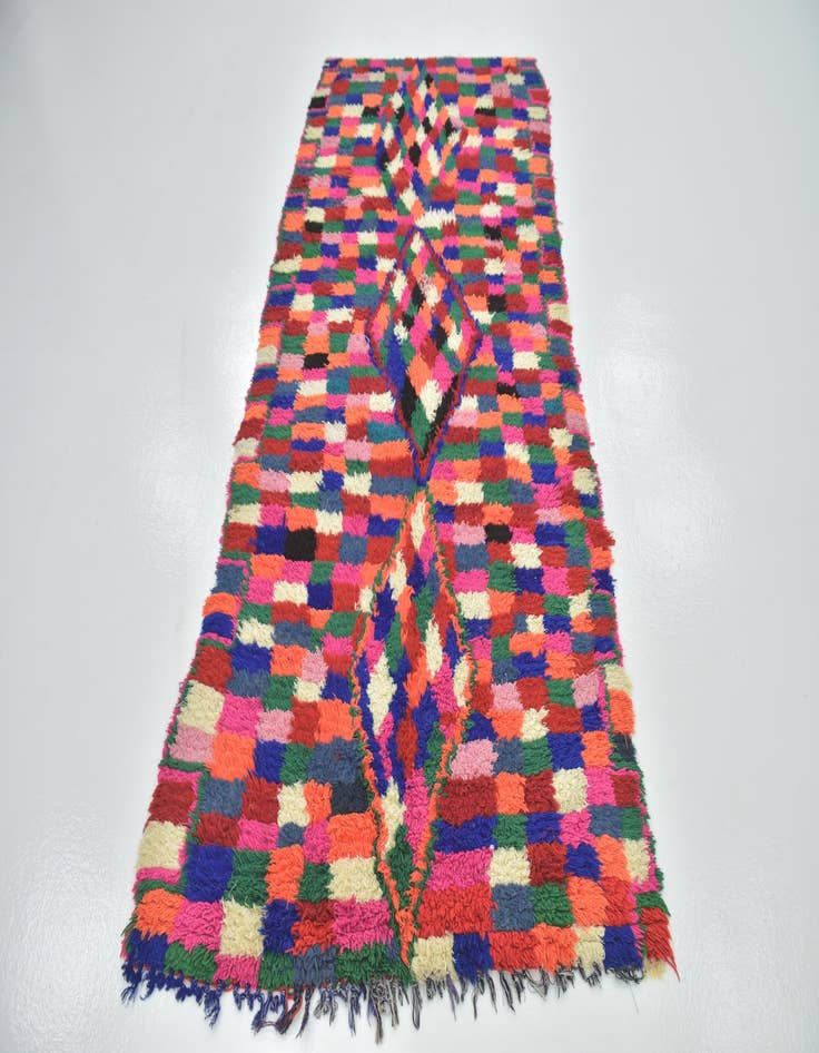 Detail image of  3' 8 x 8'  Hand Knotted Moroccan Wool Runner Rug