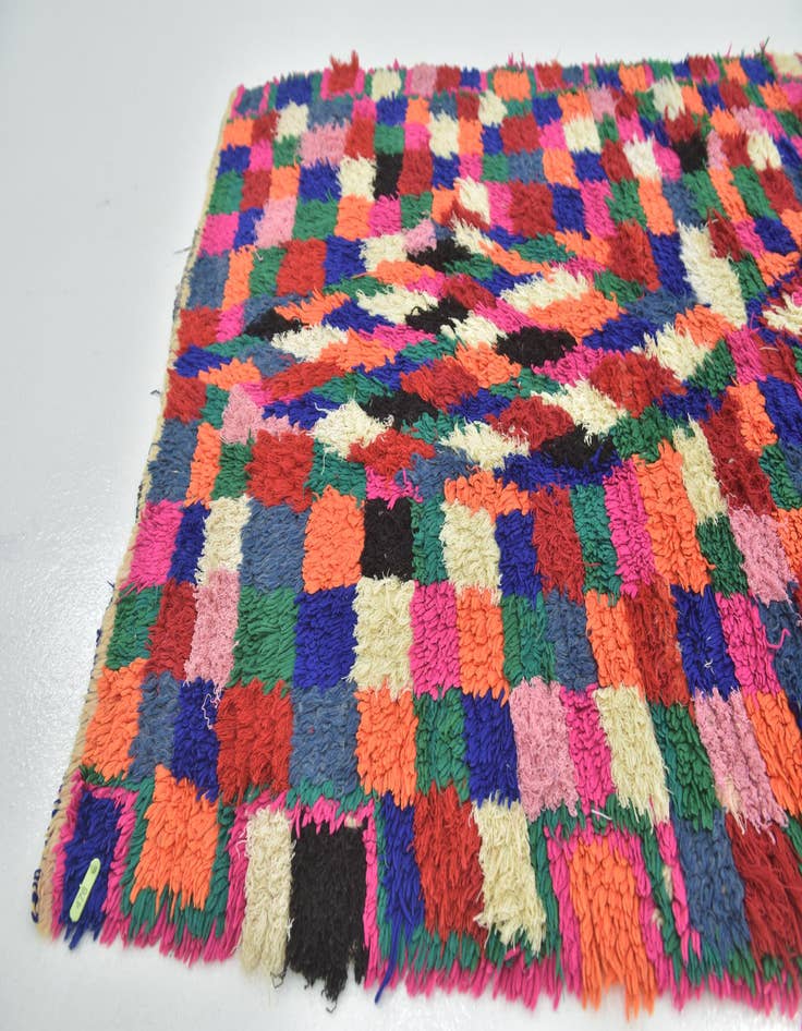 Detail image of  3' 8 x 8'  Hand Knotted Moroccan Wool Runner Rug