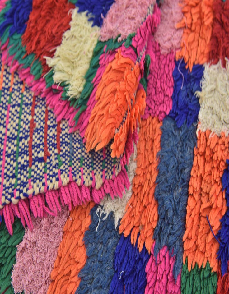 Detail image of  3' 8 x 8'  Hand Knotted Moroccan Wool Runner Rug