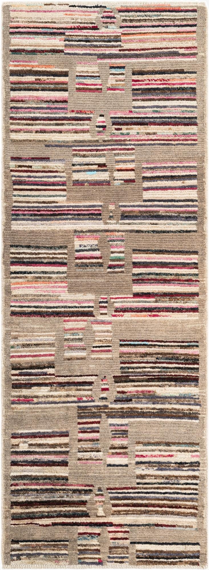  2' 10 x 7' 9  Hand Knotted Moroccan Wool Runner Rug