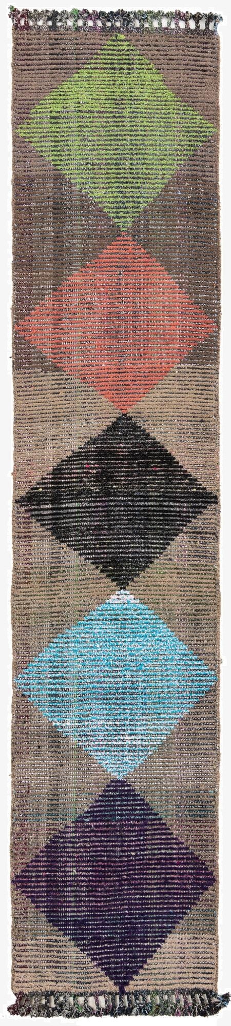  2' 6 x 12'  Hand Knotted Moroccan Wool Runner Rug