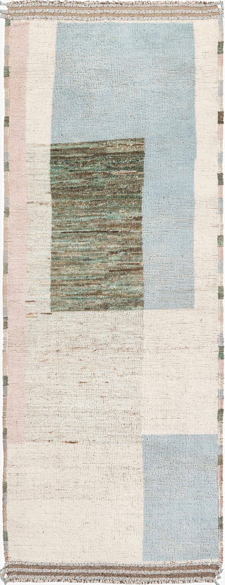  3' 2 x 9' 2  Hand Knotted Moroccan Wool Runner Rug