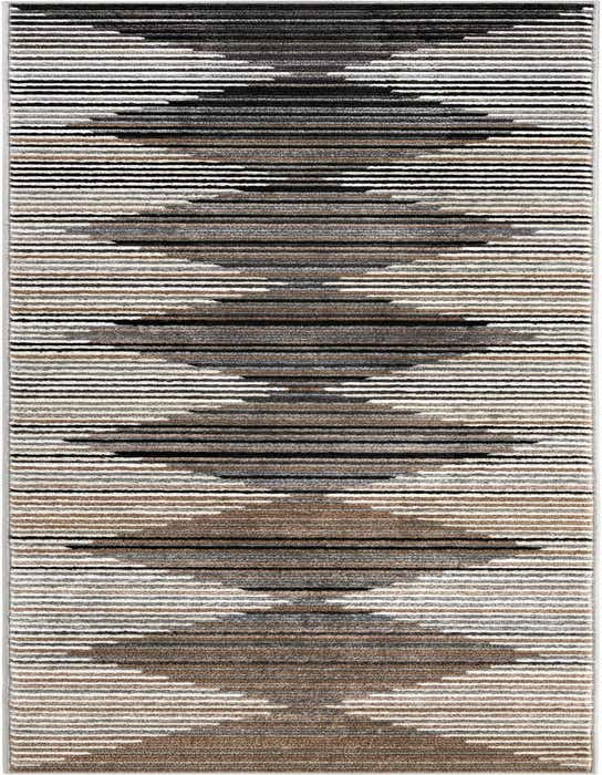 A 10 ft runner rug with a modern stripe pattern in multi-colored hues, featuring a textured pile.