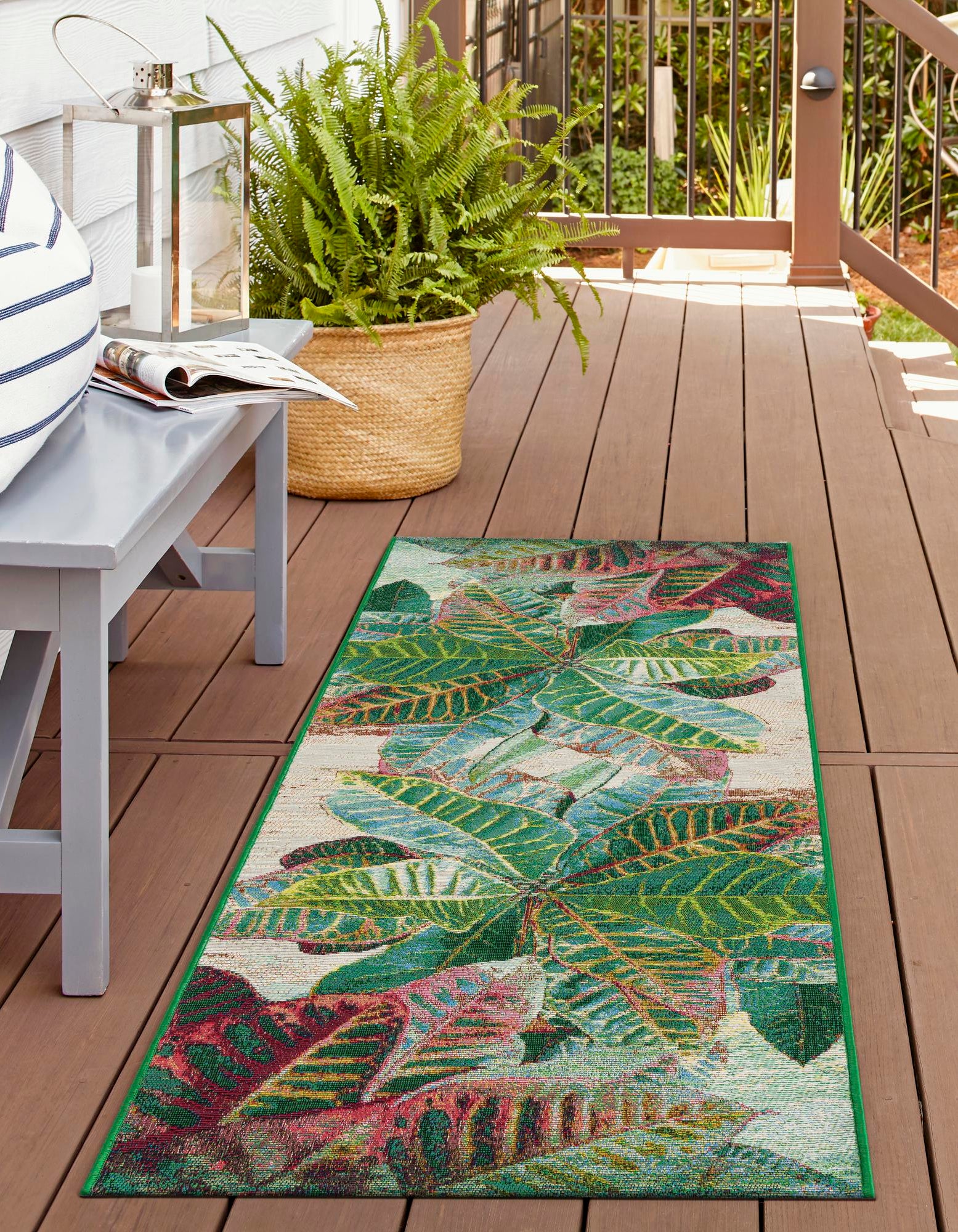 Multicolor 2' 7 x 12' Botanical Indoor / Outdoor Runner Rug | Rugs.com