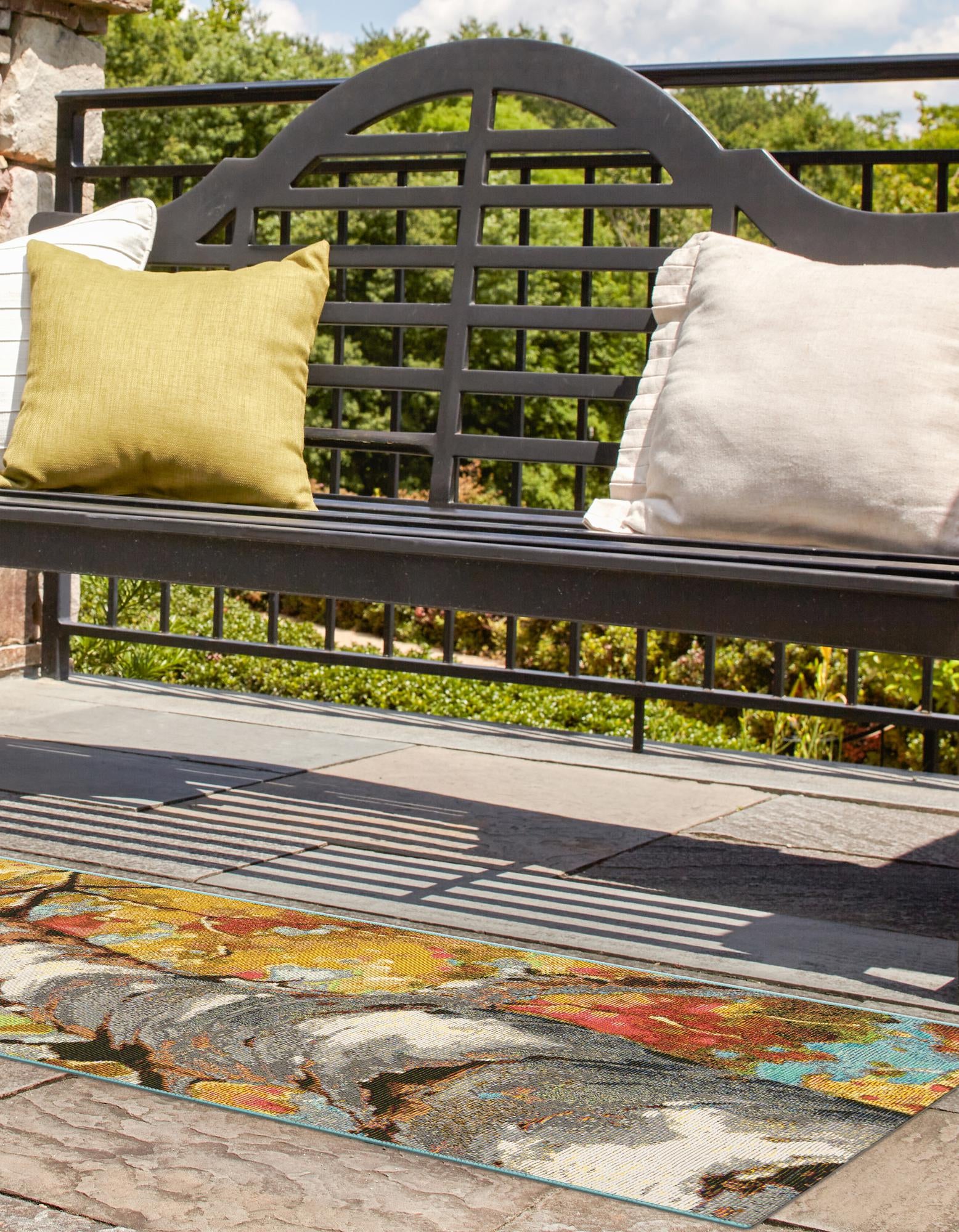 Multicolor 2' x 8' Botanical Indoor / Outdoor Runner Rug | Rugs.com