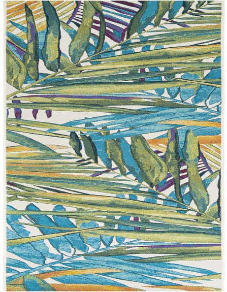 Primary image  2' 7 x 12'  Washable Botanical Indoor / Outdoor Runner Rug