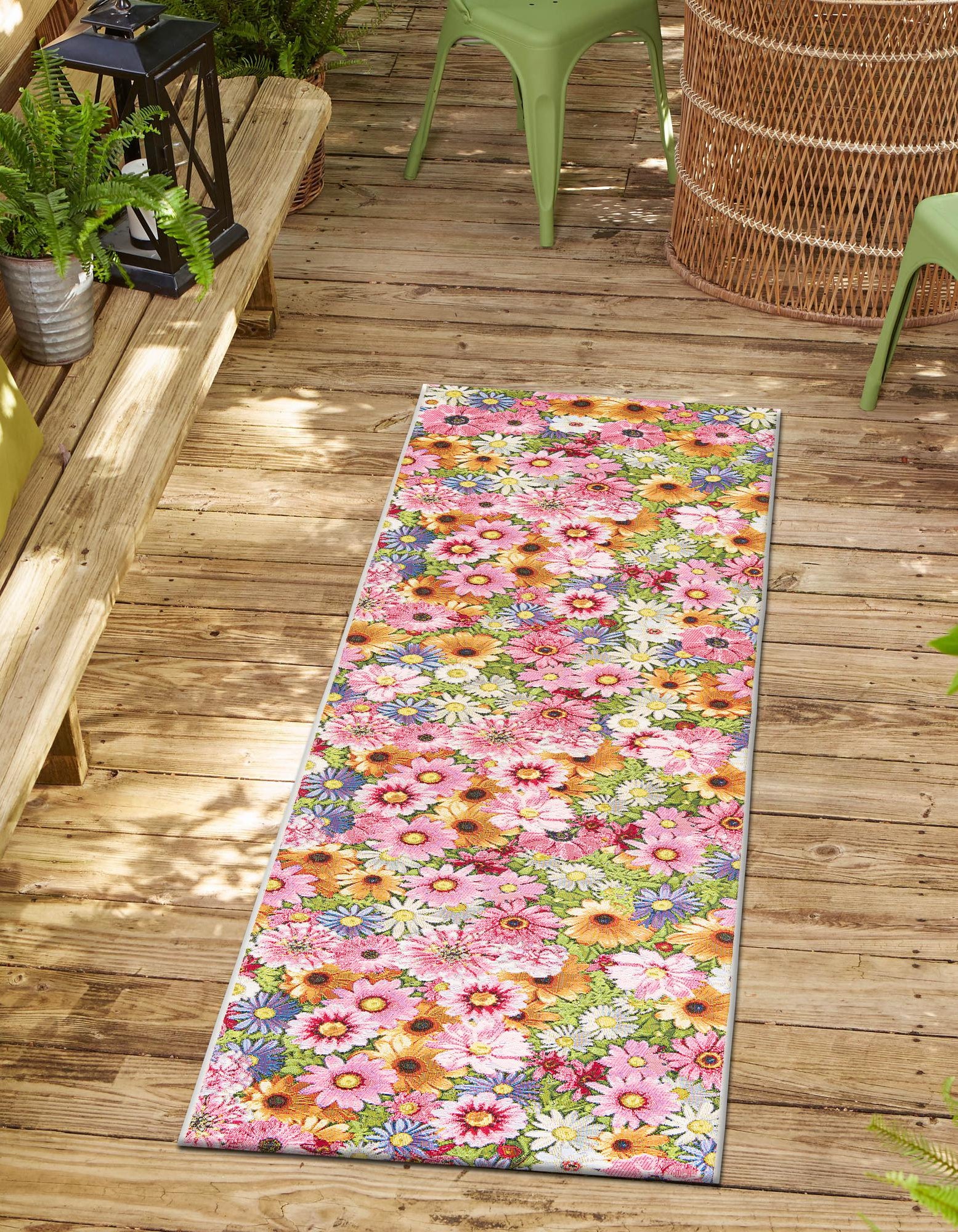 Multicolor 2' 7 x 10' Botanical Indoor / Outdoor Runner Rug | Rugs.com