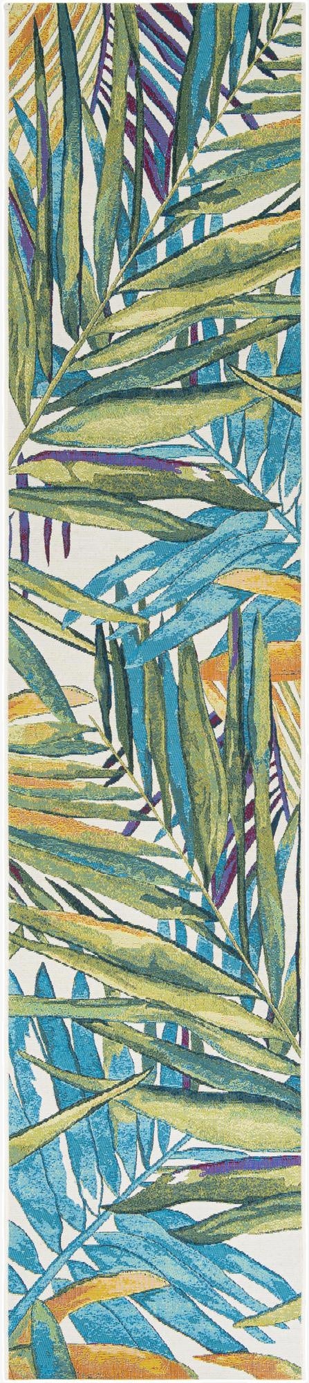 Primary image  2' 7 x 12'  Washable Botanical Indoor / Outdoor Runner Rug