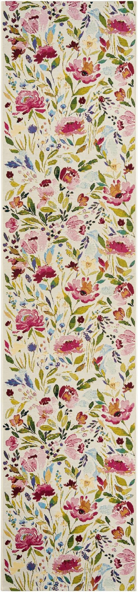  2' 7 x 12'  Washable Botanical Indoor / Outdoor Runner Rug