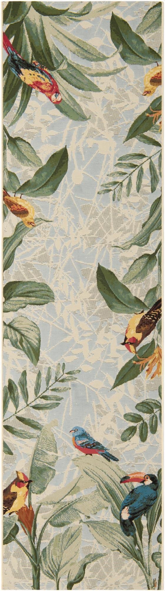  2' 7 x 10'  Washable Botanical Indoor / Outdoor Runner Rug