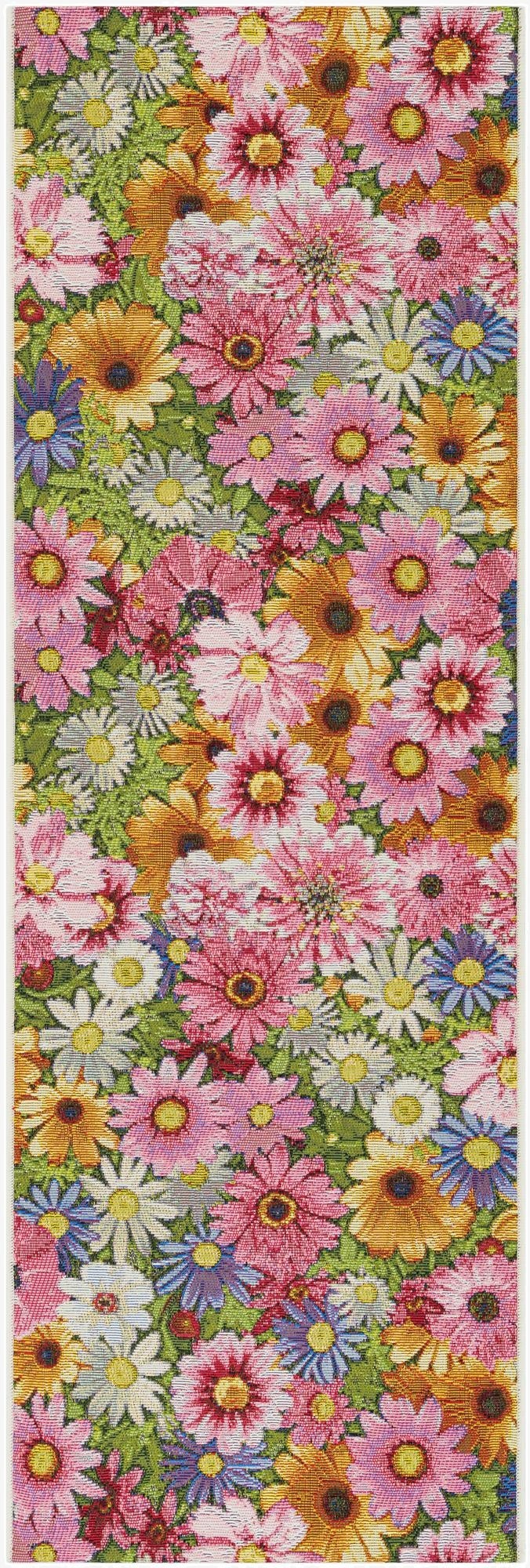  2' x 6'  Washable Botanical Indoor / Outdoor Runner Rug