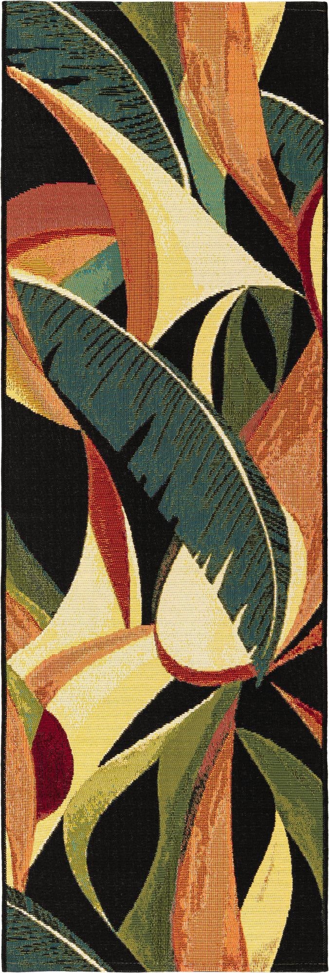  2' x 6'  Washable Botanical Indoor / Outdoor Runner Rug