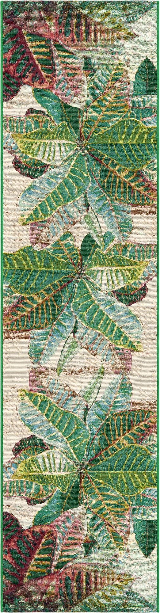  2' x 8'  Washable Botanical Indoor / Outdoor Runner Rug