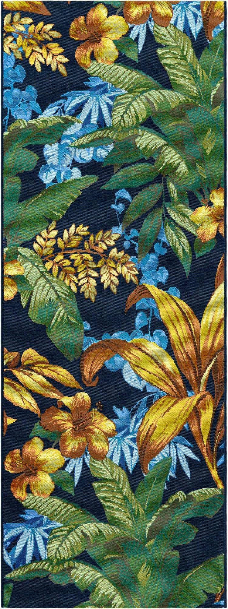  2' 7 x 7'  Washable Botanical Indoor / Outdoor Runner Rug