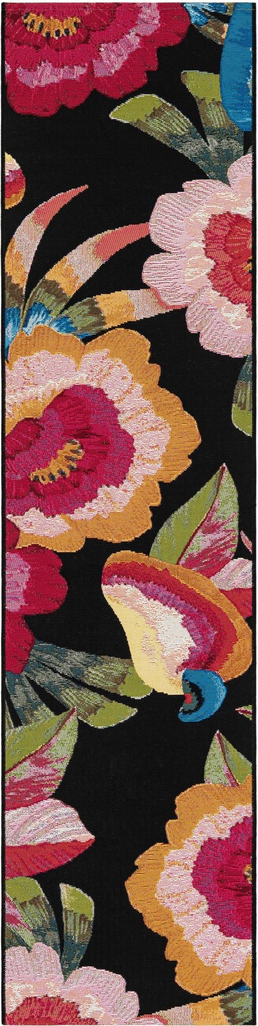  2' x 8'  Washable Botanical Indoor / Outdoor Runner Rug