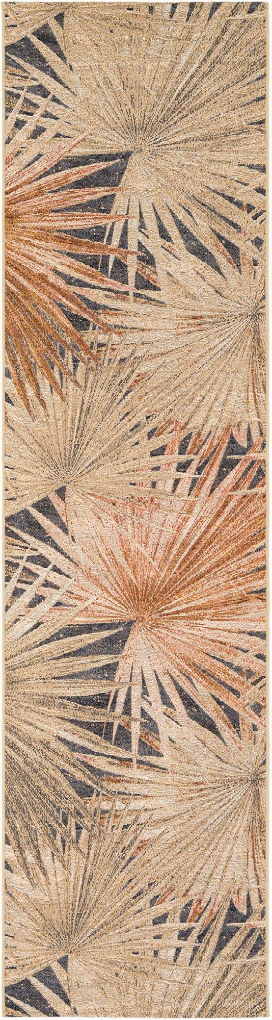  2' 7 x 10'  Washable Botanical Indoor / Outdoor Runner Rug