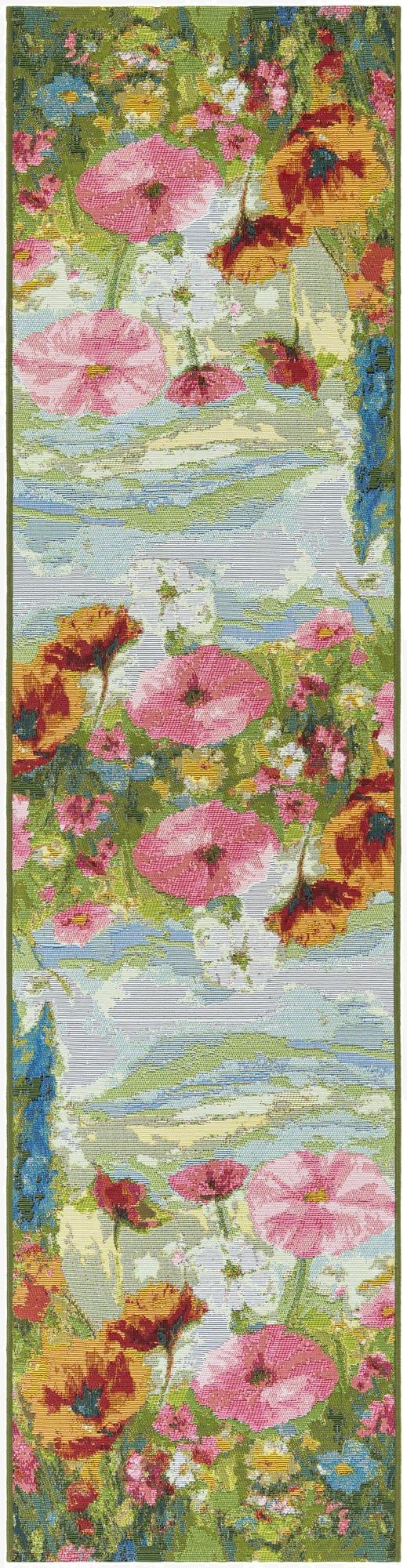  2' x 8'  Washable Botanical Indoor / Outdoor Runner Rug