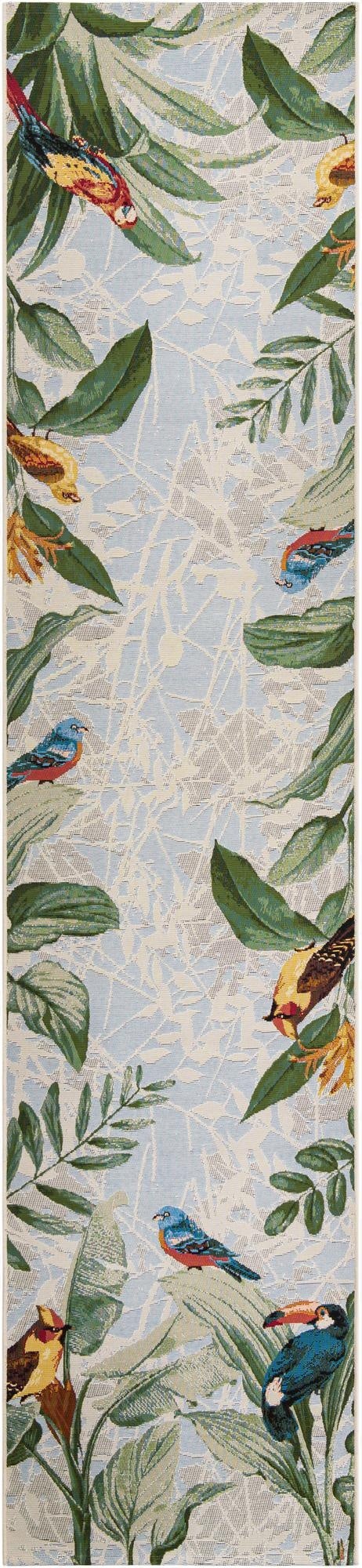  2' 7 x 12'  Washable Botanical Indoor / Outdoor Runner Rug