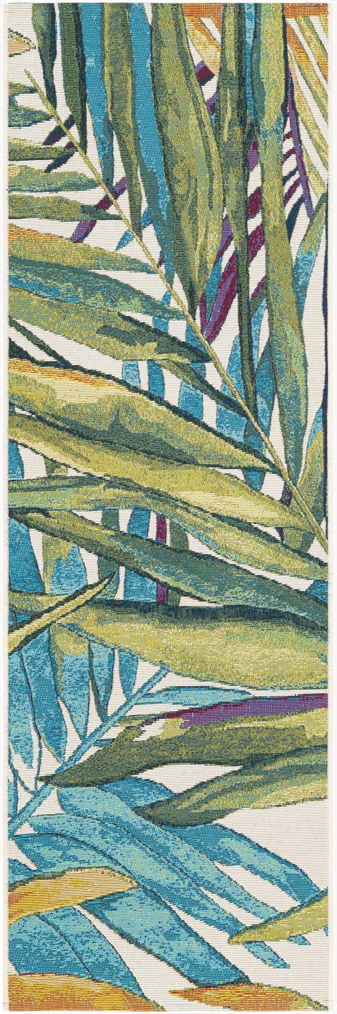  2' x 6'  Washable Botanical Indoor / Outdoor Runner Rug