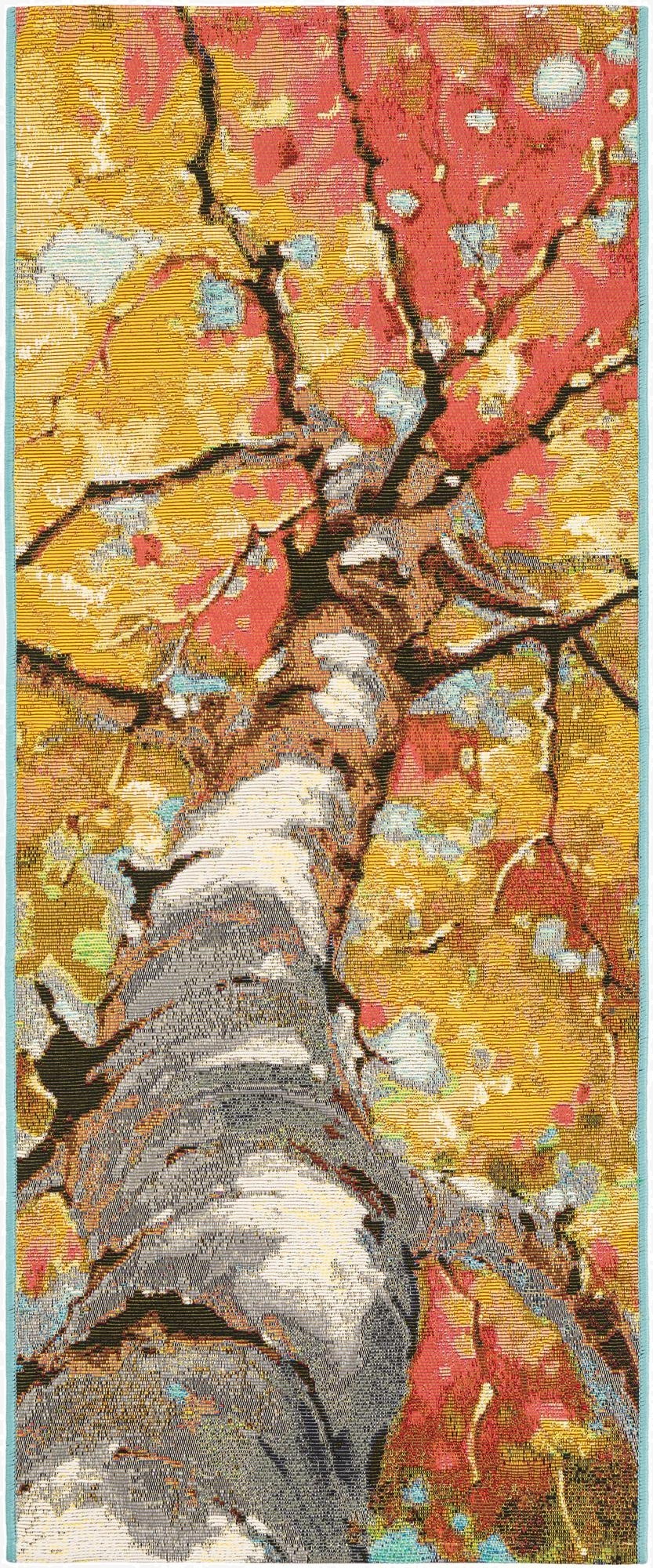  2' x 5' 1  Washable Botanical Indoor / Outdoor Runner Rug