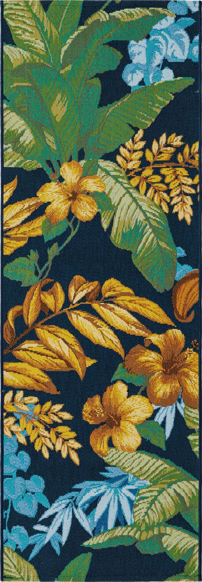  2' x 6'  Washable Botanical Indoor / Outdoor Runner Rug