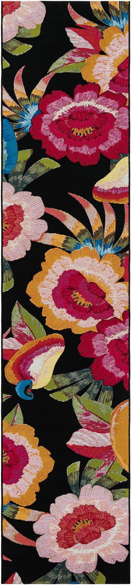  2' 7 x 12'  Washable Botanical Indoor / Outdoor Runner Rug