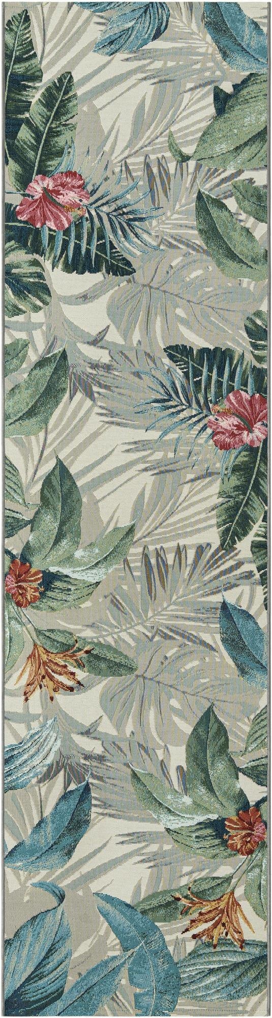  2' 7 x 11'  Washable Botanical Indoor / Outdoor Runner Rug